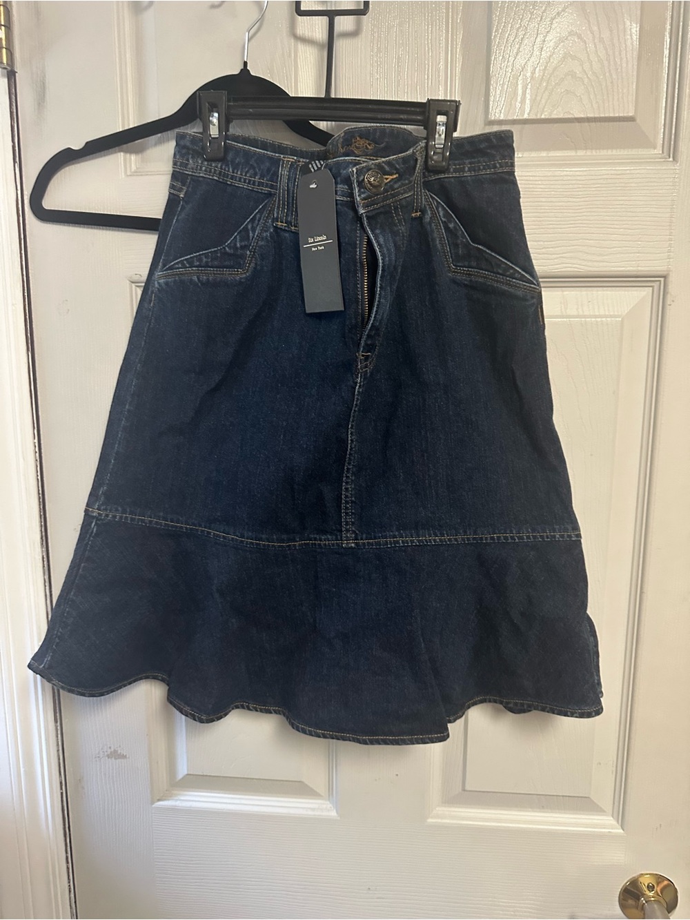 Amazon Dark Blue Denim A-Line Skirt with Flared Hem